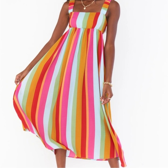 Show Me Your MuMu Multicolor Striped Midi Dress - Picture 1 of 9